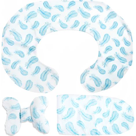 Set di cuscini con federa a forma di piuma blu e farfalla per bambini (1/5)