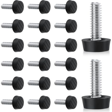20pcs M6 Pieds de Chaise à Visser Métriques, Fer Galvanisé et ABS Réglables Niveleurs de Meubles Pieds de Meubles de Patio Antidérapants pour Tables Chaises Tabourets Armoires de Cuisine (1/5)