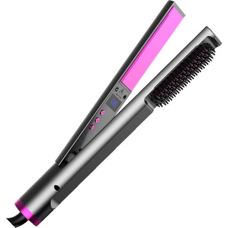 Hair Straightener,Flat Iron and Hair Straightener Brush 2 In 1,Ceramic Tourmaline Straightens & Curls with Adjustable Temp,Dual Volt (1/5)