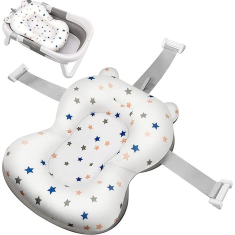 Coussin de Bain Bebe Transat Pour Baignoire Bébé Matelas Reducteur Hamac Oreiller Benoire Chaise 0-12 Mois Support Tapis Sièges Fixe Réglable (1/5)