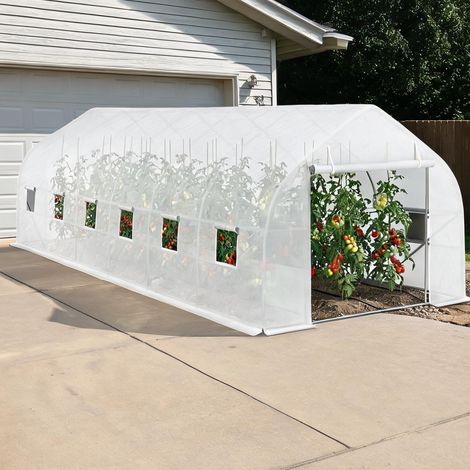 Serre de jardin blanc en PE 800 x 300 x 200 cm (1/5)