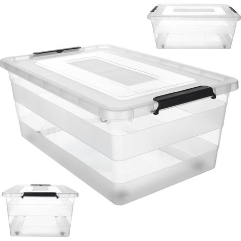 KADAX Aufbewahrungsbox mit Deckel, Spielzeugkiste, robuster Kunststoffbehälter mit Klickverschluss,