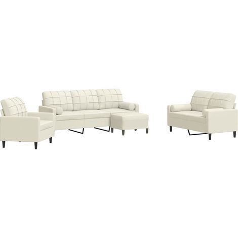 vidaXL Set di Divani 4 pz con Cuscini e Rinforzi Crema in Velluto