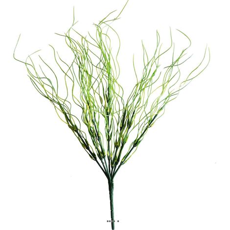 Herbe folle artificielle vert-jaune en piquet H 40 cm aerien