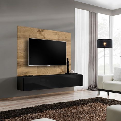 Ensemble Meuble TV "Switch" 180cm Noir & Naturel