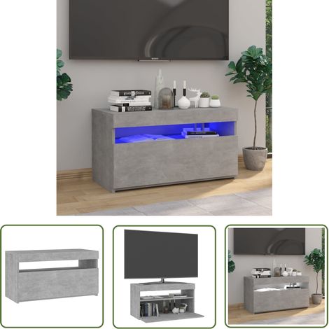 The Living Store Meuble TV avec lumières LED Gris béton 75x35x40 cm - Meubles Tv - Meuble Tv - Support Tv - Unité Tv - Luminaire Led (1/5)
