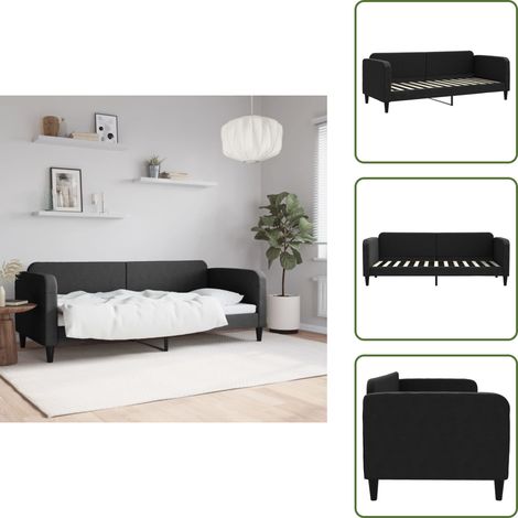 Sofá cama 2 en 1 - vidaXL Sofá cama sin colchón tela negro 80x200 cm - Sofá cama moderno