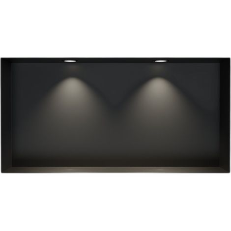 Wandnische Bernstein NT206010X Edelstahl randlos LED-Spot 20x60x10cm Schwarz 2x Spot Schwarz matt