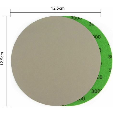 Dischi abrasivi adesivi 125 mm, set 50 pezzi, grana 3000-10000, ideali per lucidatura e finitura, utilizzabili in umido e secco. (1/3)