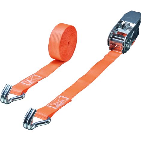 Gr .6 Meter RATSCHEN-ZURRGURT, 2-TEILIG, MIT SPITZHAKEN orange CARGO LASHING BEL (1/2)