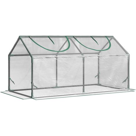 Mini invernadero de PVC transparente con ventanas 120 x 60 x 60 cm, estructura de acero (1/5)