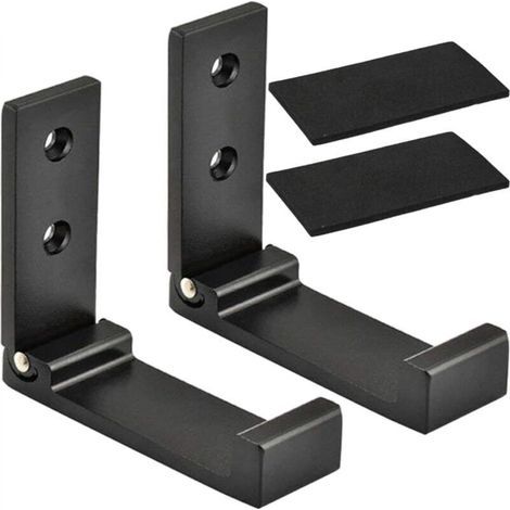 Patères pliantes en aluminium, patères pliantes murales, crochets pour casque, lot de 2 (noir) (1/4)