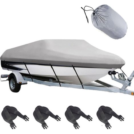 Bâche De Bateau pour Remorque,Très Résistante 420D,518–579 cm Housse De Bateau Imperméable,3 Couches Anti-UV,pour Bateau De Pêche,Tri-Coque(17-19 Pieds,Gris) (1/5)