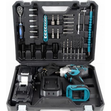 Kit de visseuse à chocs avec 40 accessoires et 2 batteries, 350 Nm, 24 V, 5 Ah (1/2)