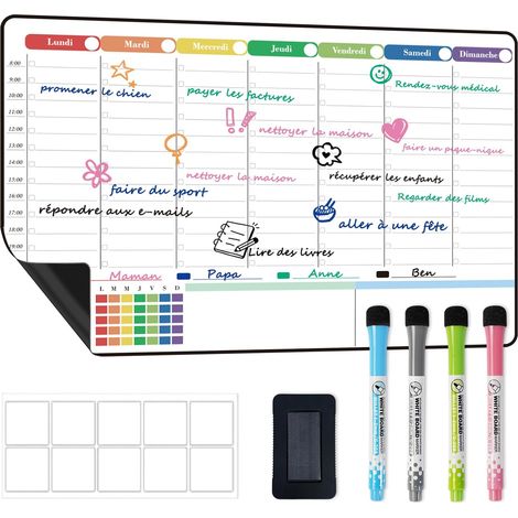 Planning Semaine Magnetique, Tableau Semainer Effacable (1/5)