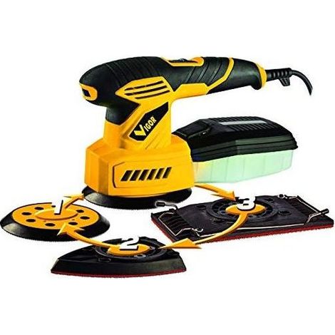 Vigor-Blinky VLM3X1 Levigatrice Multifunzione 3 in 1 220W Rotobitale 3 Piastre Intercambiabili Aspirazione Integrata in Valigetta