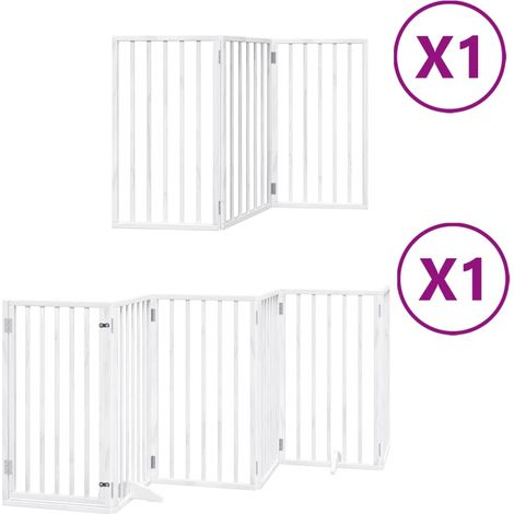 Cancelletto di sicurezza per animali domestici porta pieghevole 9 pannelli legno di pioppo bianco 020023286