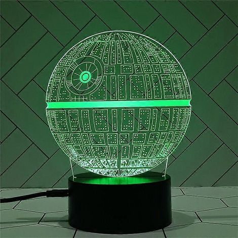 Lampe 3D Star Wars - Cadeaux Star Wars - 4 motifs, 1 socle et 1 télécommande - Star Wars R2-D2/BB8/Étoile de la Mort/Faucon Millenium - Lampe Star Wars (1/2)