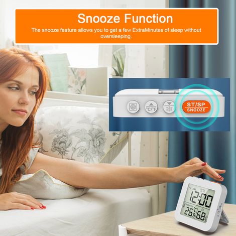 Affichage numérique LCD Hygrothermographe Humidimètre Température Horloge multifonctionnelle Minuterie Recyclable Deux ensembles d'alarmes. (1/5)