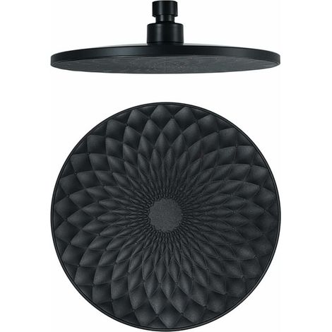 Tête de Douche, Ronde 9 Pouces Pommeau Douche Fixes ABS Tête de Douche Pluie Economie d'eau Haute Pression Pomme de Douche Pluie, G1/2" Connexion,Noir-LIAIKI (1/5)