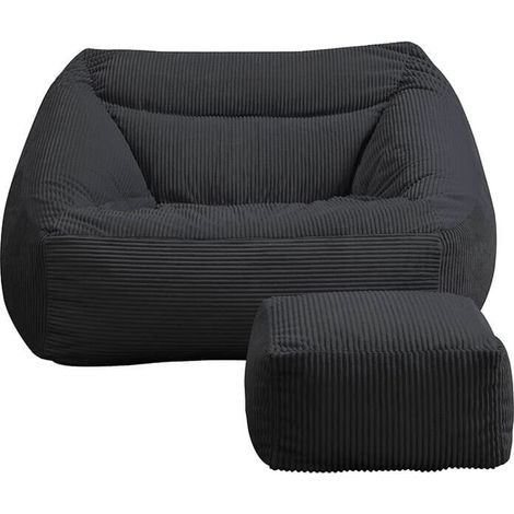 HOME DELUXE - Poltrona a sacco con sgabello COZY  Colore: antracite