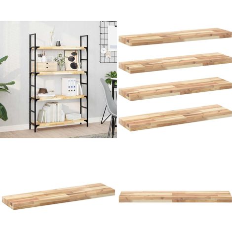 Schweberegale 4 Stk. 100x20x4 cm Massivholz Akazie Unbehandelt - Akazienholz - Schweberegale (1/5)