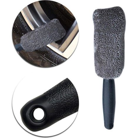 Brosse en microfibre pour jantes et pneus, nettoyant portable pour lavage de voiture, adaptée aux accessoires de lavage auto. (1/5)