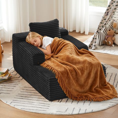 Canapé Méridienne en Velours Côtelé Fauteuil Relax Convertible Chaise Longue sans Montage pour Salon et Petit Appartement (1/5)