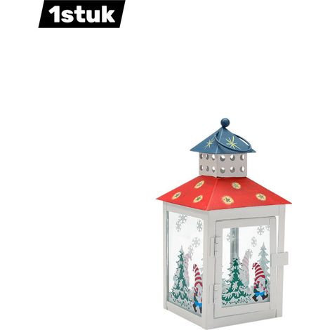 pièce - Bougeoir de Noël - Bougeoirs Bonhomme de neige et Père Noël - Guirlandes lumineuses festives - Décoration de Noël - Rouge et blanc (1/5)