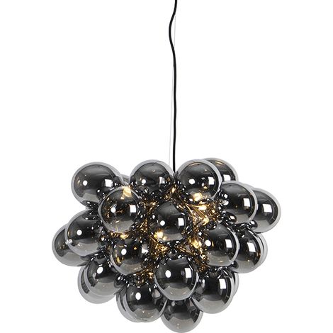 QAZQA Lampada a sospensione tavolo soggiorno uvas - Design - Vetro,Acciaio - Nero - Sfera Max. 8 x Watt
