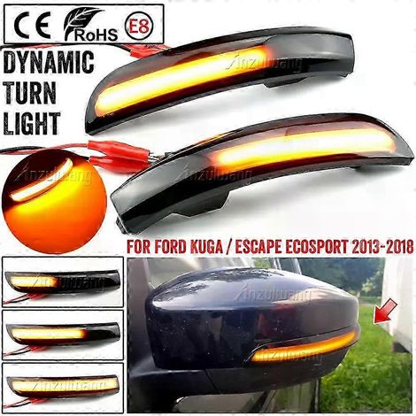 Lot de 2 clignotants dynamiques à LED et indicateurs de rétroviseurs latéraux compatibles avec les modèles Ford Kuga, Ford Kuga II et Ford EcoSport 2013-2019 (1/5)