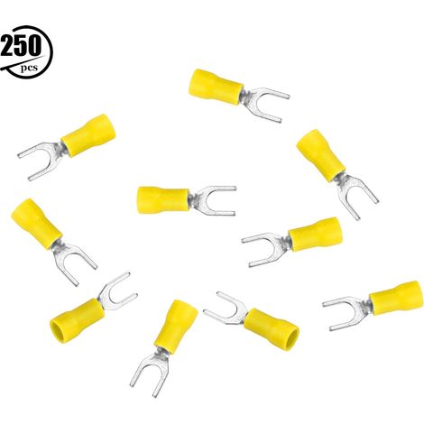 250-teiliges Set isolierter elektrischer Drahtklemmen mit Crimp-Gabelverbinder (gelb) (1/5)