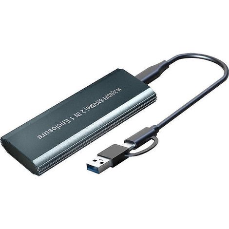 Boîtier pour disque dur externe USB 3.1 10 Gbit/s en aluminium, compatible SSD M.2 NVMe/NGFF SATA (modèle à bandes). (1/5)