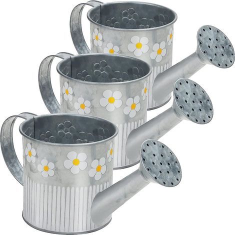 Juego de 3 jarras decorativas de metal plateado - acabado galvanizado vintage, 550 ml KLB (1/5)