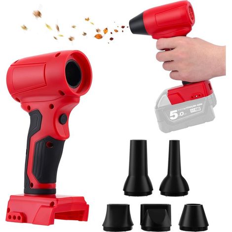 Mini-Laubbläser kompatibel mit Milwaukee 18V, 30 m/s, 130.000 U/min Hochgeschwindigkeits-Bürstenlosmotor, Jet Dry Turbo-Ventilator für Camping, Werkstattreinigung (Batterie nicht im Lieferumfang entha (1/5)