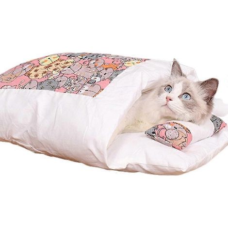 Winterlicher Katzenkorb, warmes und tiefes Kokonbett, herausnehmbarer Haustierschlafsack, komfortables Katzenschlafhaus.