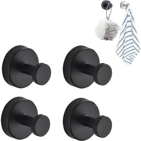 Paquete de 4 ganchos giratorios de acero inoxidable con ventosa - Negro (1/5)
