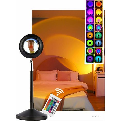 Sunset Projection Lamp, Rotation à 180 degrés Lumière de coucher de soleil,16 Couleurs Lampe de projection, Chambre à Coucher éclairage,Nuit Romantique Coucher de Soleil pour Mariage (1/5)