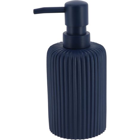 Distributeur à savon arrondi strié en polyresine de 230 ml - Bleu marine - Design tendance (1/3)