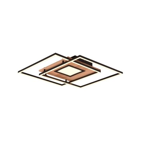 Plafonnier moderne LED VIA bois clair/noir Trio 50cm