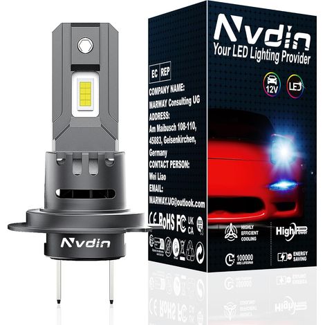 H7 LED Car Headlight Bulbs 20000LM, Ultra-Compact Retrofit, Up to 230% More Brightness, 6000K, Pack of 1 (1/3)