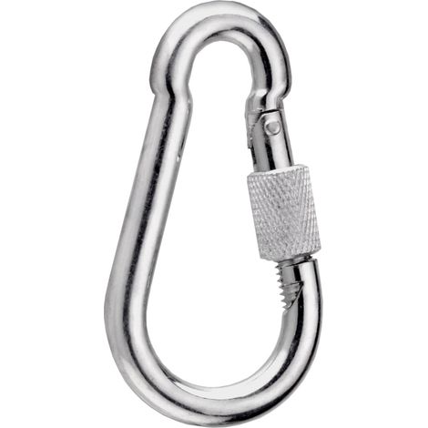 Feuerwehr-Karabiner – 1 Stück – Edelstahl A2 – Schraubverschluss – Für den professionellen Einsatz im Bauwesen – 8 x 80 mm
