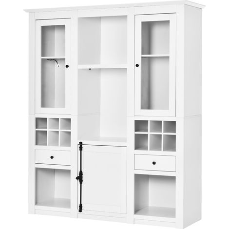 Vitrine avec éclairage LED 7 couleurs, vitrine, vitrine autoportante, vitrine de rangement, meuble, meuble de salon, vitrine LED blanche (ensemble de 3 pièces), salon, meubles muraux, vitrines LED (1/5)