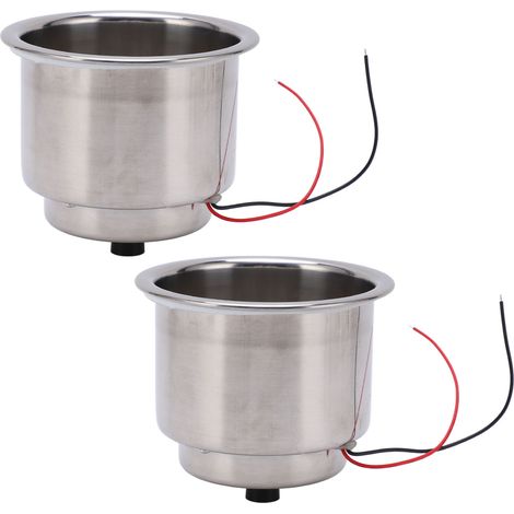 Lot de 2 porte-gobelets lumineux à 8 LED en acier inoxydable 304 avec trou de drainage pour bateau, voiture, etc. (1/5)