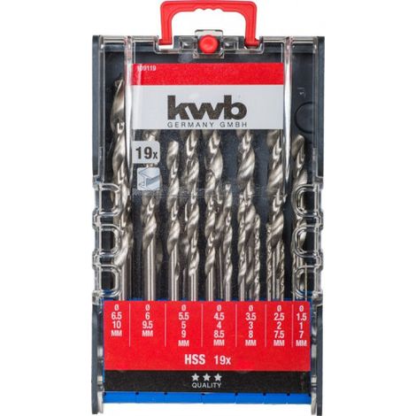 Broca kwb 109119 HSS 19 piezas 1-10 mm ángulo 118° (1/5)