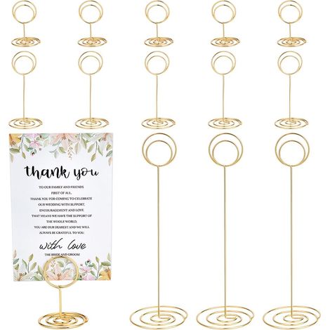 60 porte Numéro de Table Porte Cartes de Table 3 taille Nom Menu Mémo Pince à Notes Support de Table Support Photo pour Réception de Mariage Anniversaire Fête Centres de Table Doré (1/5)