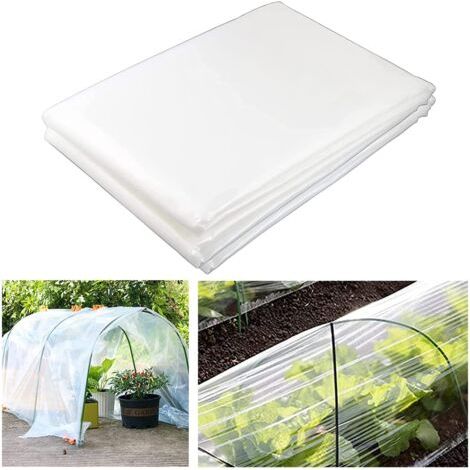 2 x 10M Bâche Protection Serre en Polyéthylène, Extra Épais Film Bâche en Plastique Transparent, Résistant Couverture de Polytunnel pour Protection Serre de Plante de Jardin (0.08mm) (1/5)