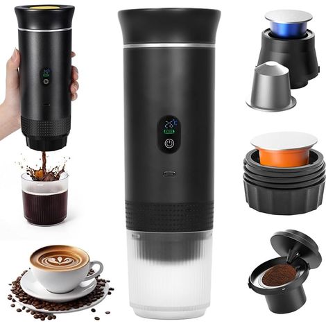 Questa macchina da caffè portatile 3 in 1 è dotata di display della temperatura, batteria ricaricabile USB-C da 7500 mAh ed è adatta sia per capsule di caffè piccole che grandi, oltre che per caffè ma