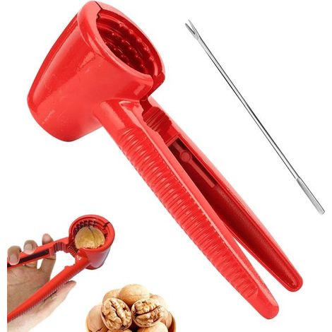 Cascanueces, Pinzas para nueces, Pinzas de cocina, Con mango antideslizante, Para todo tipo de frutos secos, Metal, 17 cm, Rojo (1/5)