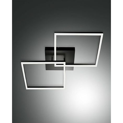 Plafoniera Nera 2 Luci LED Collezione Bard Design Elegante 65x65 cm Fabas (1/3)